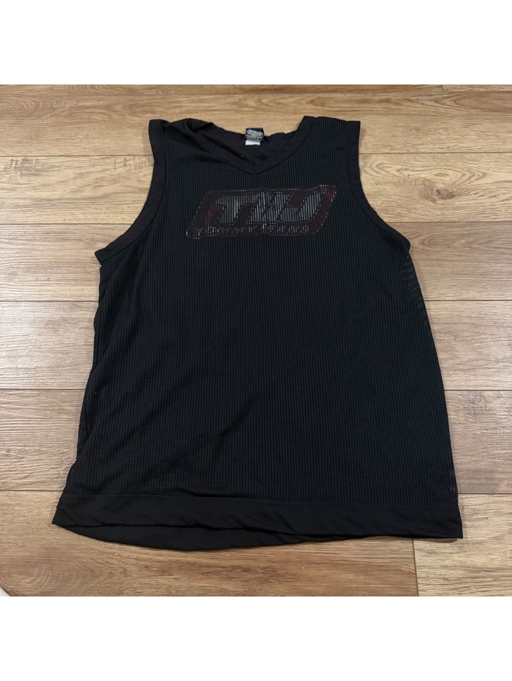 Vtg 90s Tommy Jeans Black Mesh Basketball Jersey Large